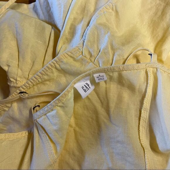 GAP Cami wrap Ruffle linen Dress cream yellow - Picture 8 of 10